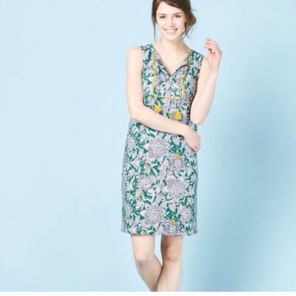 Boden Lana Green Floral Shift Dress Size 8